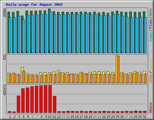 Daily usage for August 2022