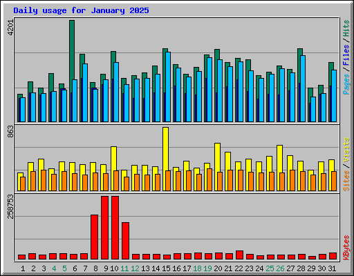 Daily usage for January 2025