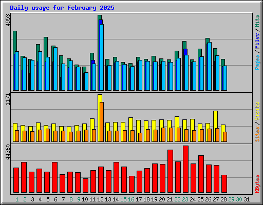Daily usage for February 2025