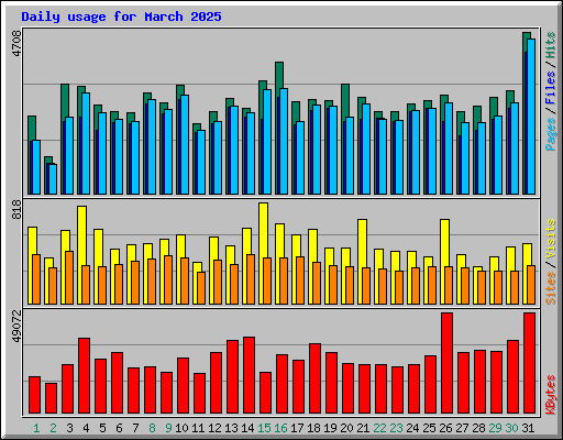 Daily usage for March 2025