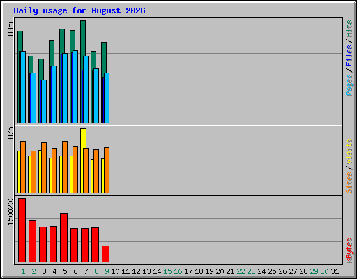 Daily usage for August 2026